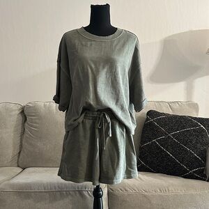 Old Navy Olive Green Shirt and Shorts Set